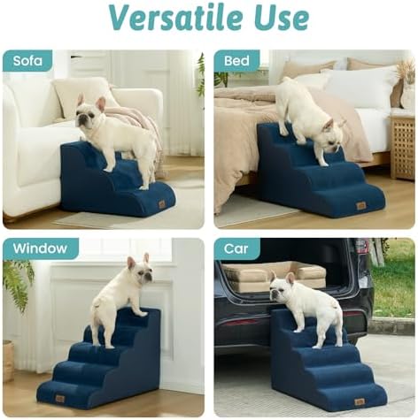 COZY KISS Wide Dog Stairs for Small Dog 19.7" H, 4 Step Pet Ramp for Bed - Image 6