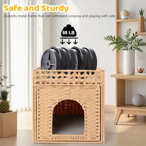 Hidden Cat Litter Box Enclosure Furniture, Dog Proof Indoor Cat House - Image 6