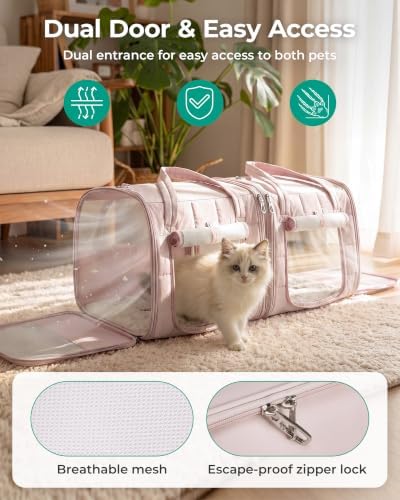 BAGSMART Double Cat Carrier for 2 Cats, Large Soft Pet Carriers for Travel - Image 5
