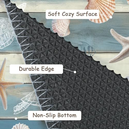 Giwawa Coastal Starfish Bath Rug Summer Sea Turtle Bathroom Carpet Soft Non - Image 4