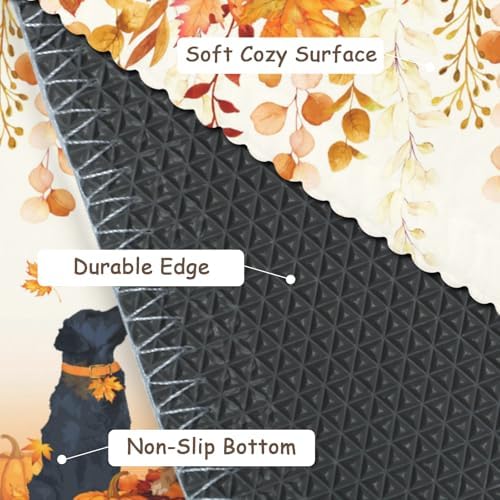Giwawa Fall Dogs Bath Rug Autumn Leaves Bathtub Mat Non Slip Absorbent Holiday - Image 4
