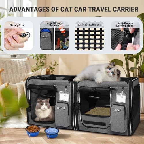 Petskd 2 in 1 Double Cat Car Travel Carrier - Image 6
