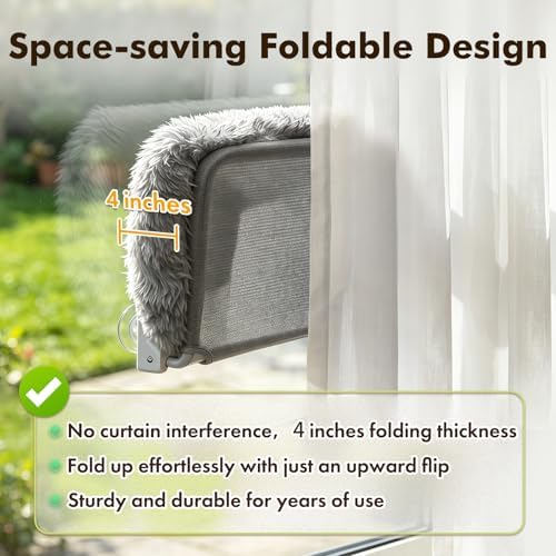 Zoratoo Foldable Cat Window Perch, Widened Cushion Cat Bed - Image 3