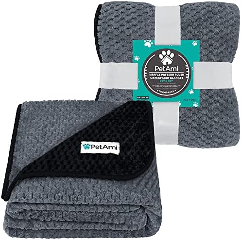PetAmi Waterproof Dog Blanket, Leakproof Puppy Blanket, 29x40 Black Gray - Image 2