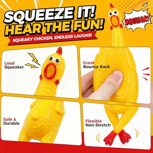 POPLAY Screaming Chicken, Squeaky Chicken Dog Toys Gag Gifts Prank - Image 3