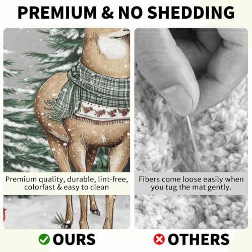 Giwawa Winter Deer Bath Rug Pine Tree Entryway Front Door Mat Non Slip - Image 5
