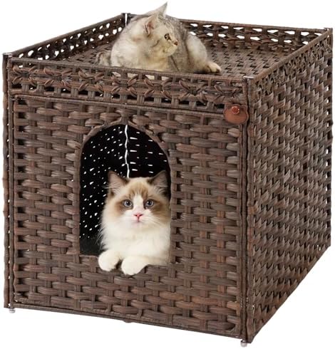 SETVSON Cat Litter Box Enclosure, Large PE Rattan Side Table by SETVSON