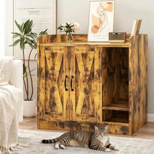 Cat Litter Box Enclosure, Hidden Litter Box Furniture by Garvee