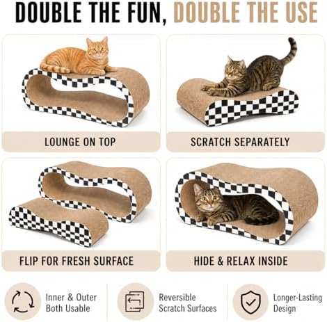 2 in 1 Large Cardboard Cat Scratcher Lounger, Cat Scratching Board - Image 7