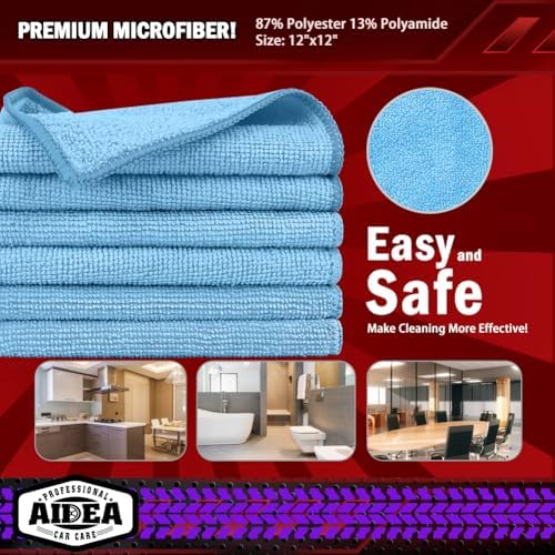 AIDEA Microfiber Cleaning Cloth Blue 10PK, Cleaning Rags 12×12" - Image 6
