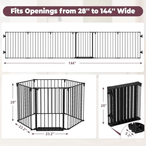 144" Extra Wide Baby Gate with Door, Configurable Baby Fence - Image 3