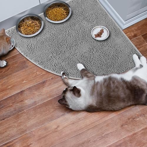 Tinideya Corner Cat Litter Mat Trapping Waterproof Non Slip, Light Gray - Image 6