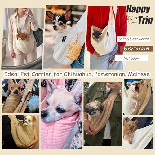 NATUYA Small Dog Cat Carrier Sling, Adjustable Canvas Pet Puppy Pouch - Image 3