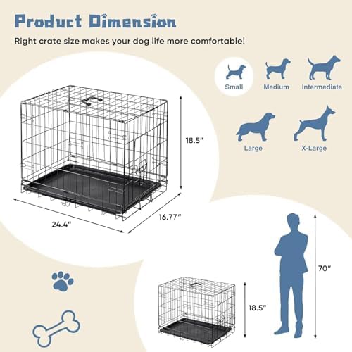 DUMOS 24 Inch Dog Crate, Foldable Puppy Small Dog Cage Pet Kennel - Image 5