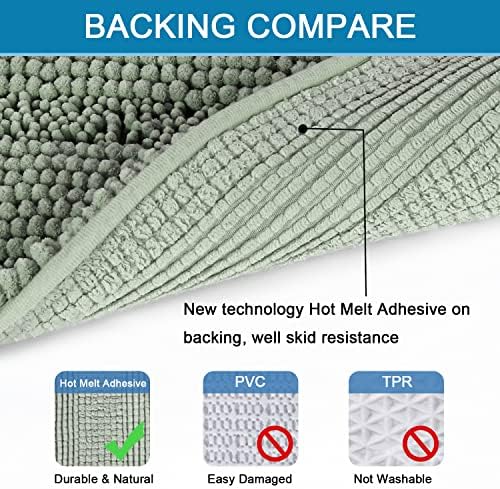 H.VERSAILTEX Bath Mats for Bathroom Non Slip Extra Thick Chenille Striped Bath - Image 4