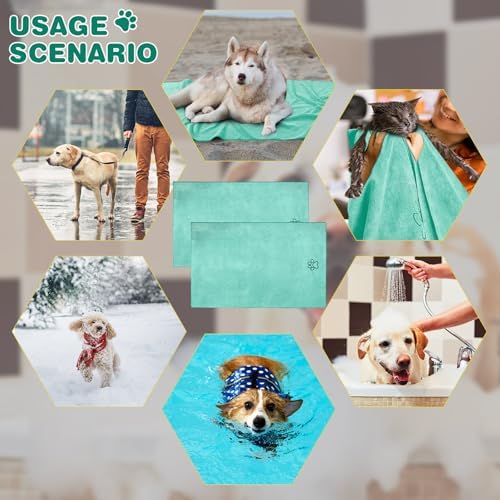 Chumia 4 Pcs Dog Towels for Drying, 30 x 50 Inch, Light Green - Image 2