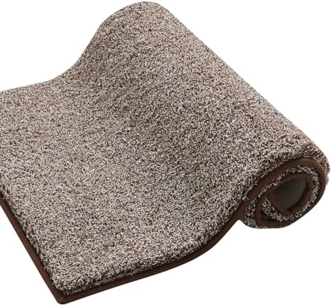 CozeCube Melange Brown Shaggy Bath Mat 32"x20" Non Slip Washable Rug by CozeCube