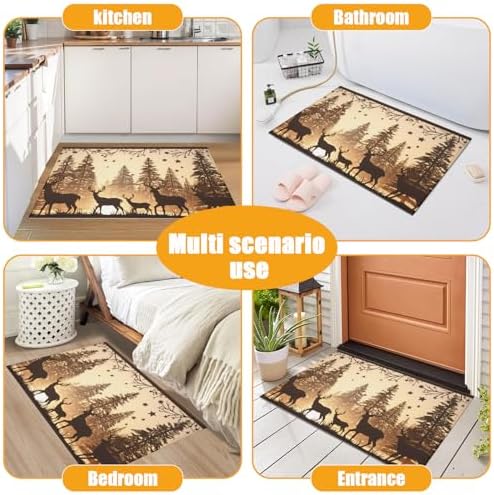 Forest Deer Bath Mat for Bathroom, Washable Door Mat Absorbent Bath Rug - Image 7