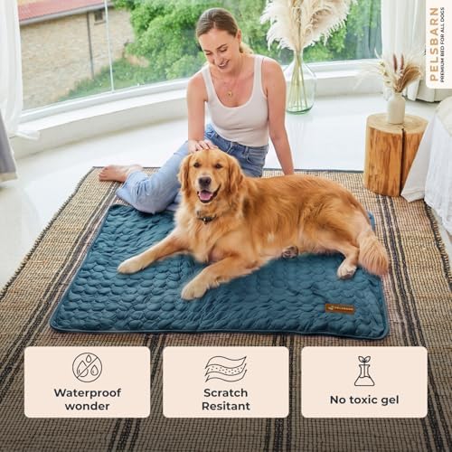 Pelsbarn Dog Cooling Mat, Ice Silk Self-Cooling Pad, Deep Blue - Image 4