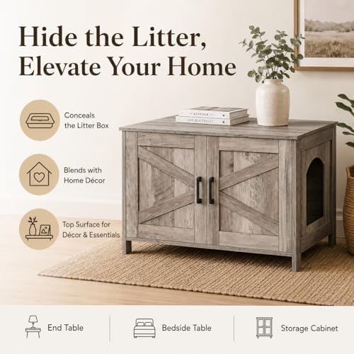 Homhedy 31.5" L Cat Litter Box Enclosure - Image 2