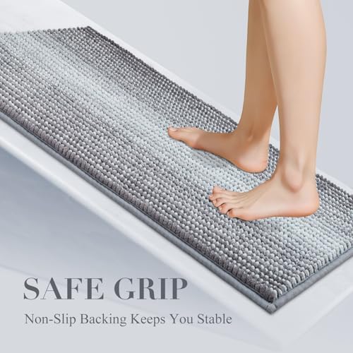 BSICPRO Bathroom Rugs, 20x32 Chenille Bath Mats, Stone Blue - Image 5