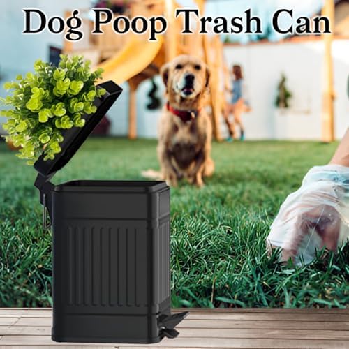 Small Trash Can with Lid, Plant-Styled Outdoor Dog Poop Trash Can Outside - Image 2