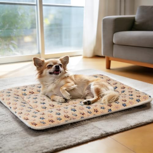 Mora Pets Dog Bed Crate Pad Ultra Soft Pet Mat Star Print 22 Inch Brown - Image 6