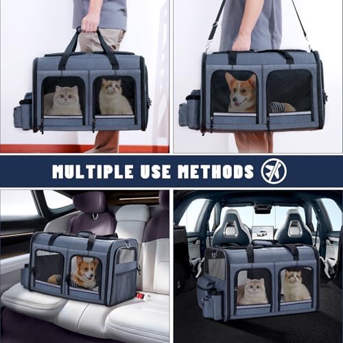 Cat Carrier for 2 Cats, Double Cat and Dual Dog Carrier Cabin for Two Pets - Image 5