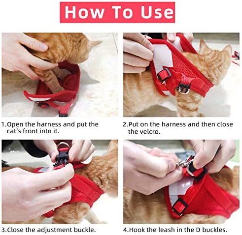 Cat Vest Harness and Leash Set, Escape Proof Kitten Harness Red S - Image 6