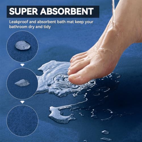 MontVoo -Bath Mat Rug-Rubber Backing Non Slip Quick Dry Absorbent Thin Bathroom - Image 3