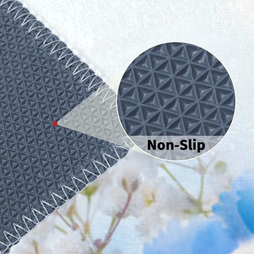 Giwawa Blue Floral Bath Rug Flower Butterfly Bathroom Carpet Extra Soft Plush - Image 4