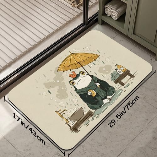 Bathroom Rug 29.5"x17", Cute Funny Frog Bath Mat - Image 2