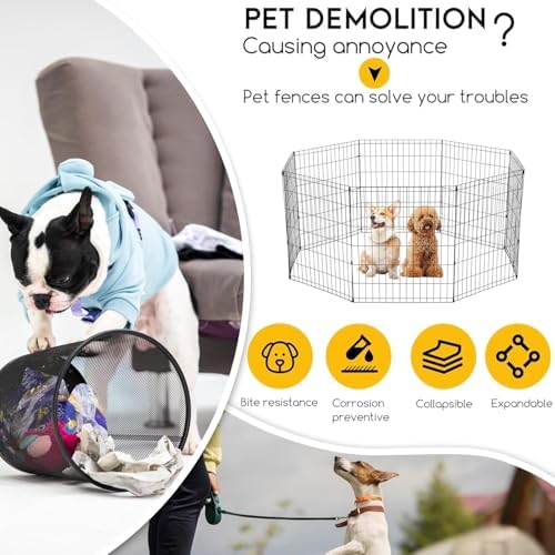 FDW Dog Pen Playpen Puppy Pet Playpen 8 Panel Indoor Outdoor Metal Portable - Image 3