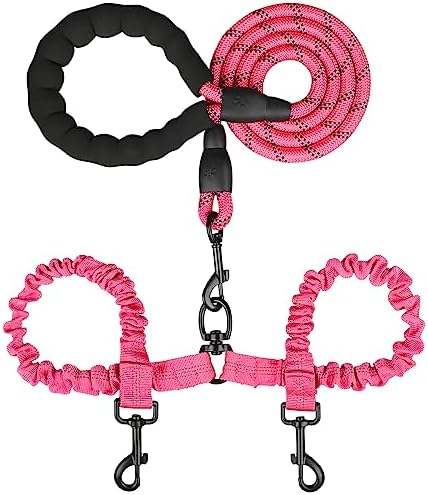 MingXpets Double Dog Leash, 360° Swivel Tangle Free Bungee Walking Training by MingXpets