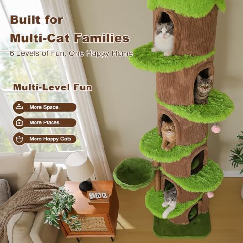 MUTTROS Magic Forest Floor-to-Ceiling Cat Tree, Adjustable 96.8"-116.5" - Image 2