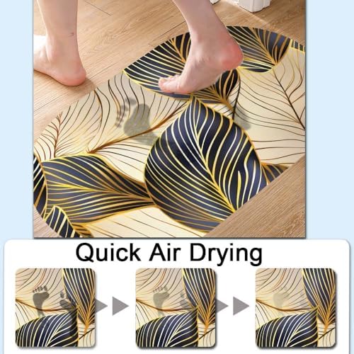 The Gold Leaf, Super Absorbent Quick-Drying Bathroom Mat Rug, Rubber Non-Slip - Image 5