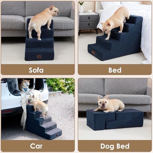 EHEYCIGA Dog Stairs for High Bed 25" H, Extra Wide Dog 5-Step - Image 5