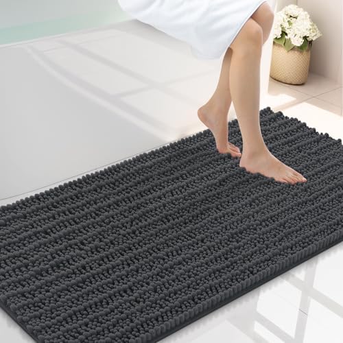 Smiry Bathroom Rugs 40X24, Extra Soft Rubber Backing Chenille Bath Mats by Smiry