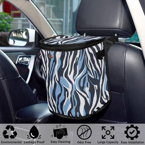 Car Trash Can Blue and White Zebra Car Garbage Bag - Image 5
