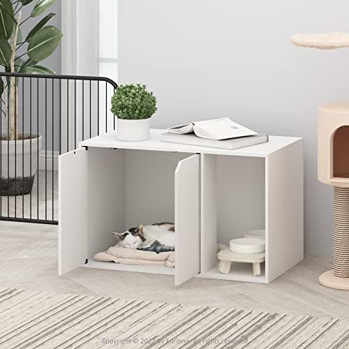 Furinno Peli Litter Box Enclosure, Solid White - Image 2
