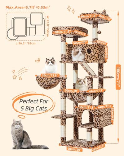 Taoqimiao Cat Tree, 71 in Extra Large Cat Tower - Image 2