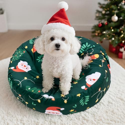 Christmas Round Replacement Dog Bed Elastic Edged Washable Pet Bed Protector - Image 2