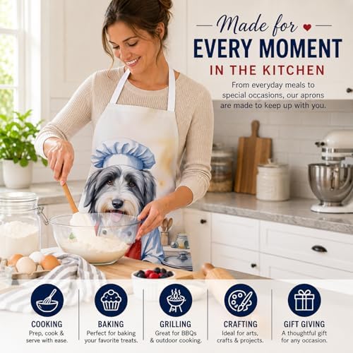 Caroline's Treasures Bearded Collie The Chef Apron Cooking Kitchen Server - Image 6