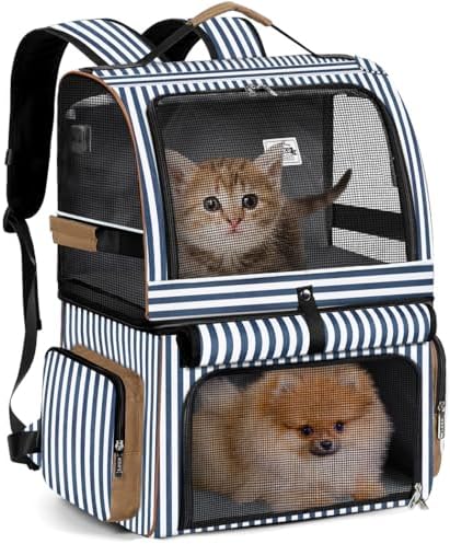 Double Cat Backpack Carrier for 2 Cats, Double-Compartment Pet Carrier Backpack by LEKEBOBOR