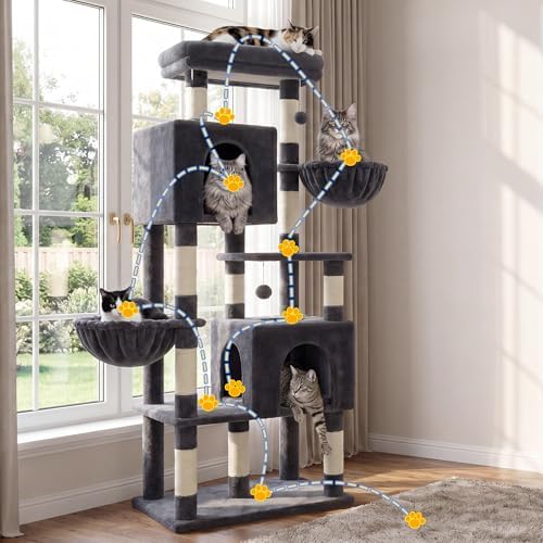 Heybly 68.1" Cat Tree with Oversized Top Platform & Wide Base HCT059G - Image 2