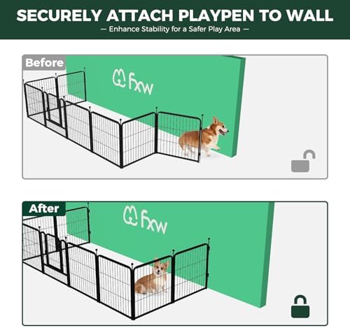 FXW Rollick Dog Playpen with Fence-to-Wall Anchors, 16 Panels - Image 4
