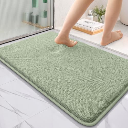 OLANLY Thick Memory Foam Bathroom Rug 36x24, Absorbent Bath Mat, Sage Green by OLANLY
