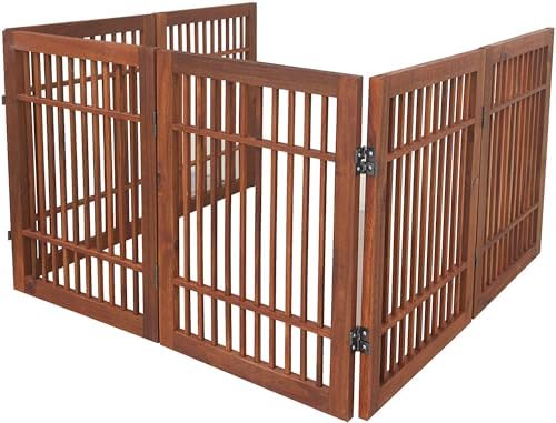 Urnporium Freestanding Wooden Dog Gate Foldable Indoor Pet Gate No Drill - Image 5