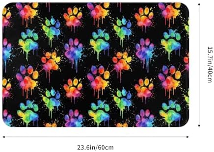 Watercolor Dog Paws Bath Mat 24x16 Inch Non-Slip Soft Microfiber Bathroom Rugs - Image 3