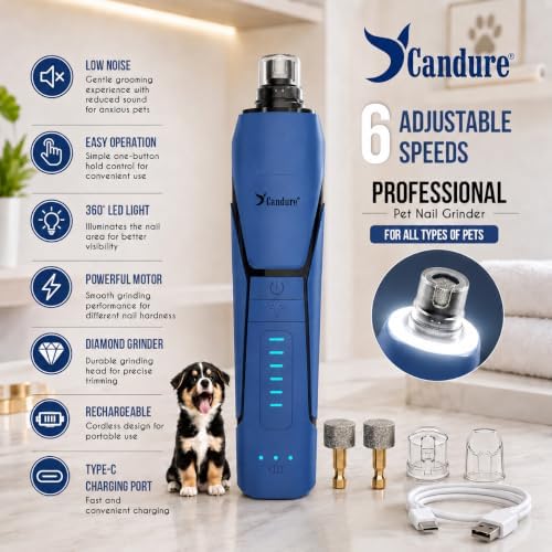 Candure Whisper Quiet Dog Nail Grinder - Image 2